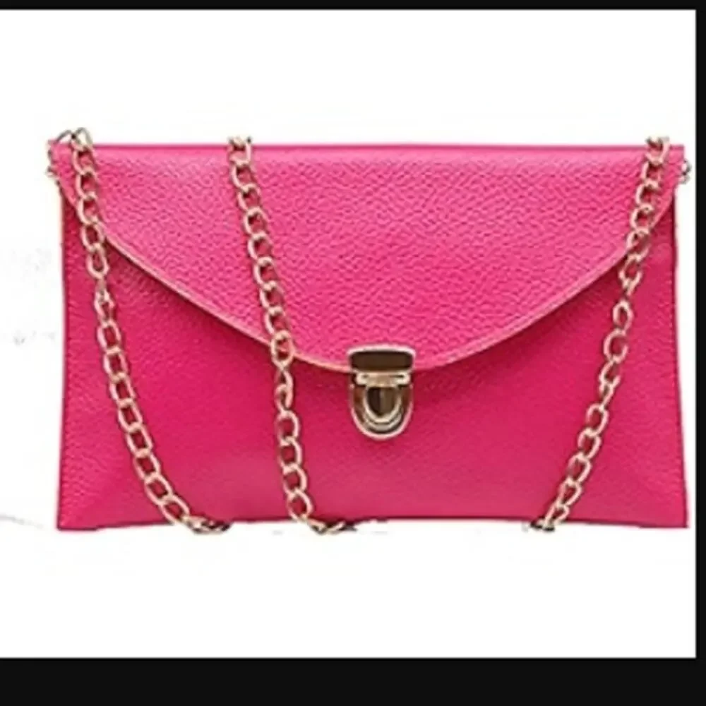 Vegan Pebbled Leather Conververtible Clutch Purse Shoulder Bag gold chain clasp